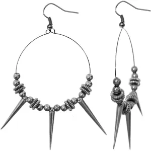 Hematite Beaded Spike Hoop Earrings