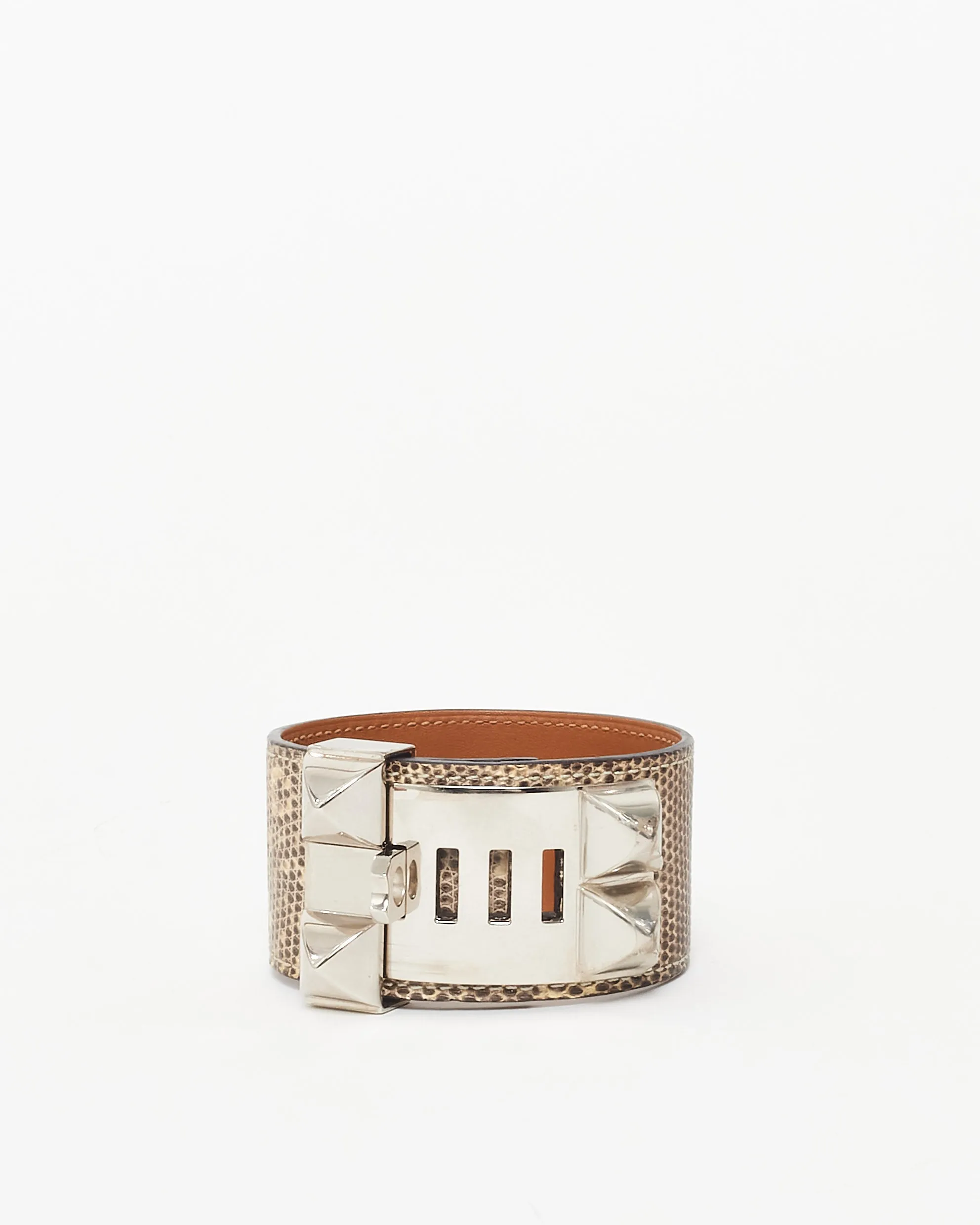 Hermès Grey Ombre Lizard Collier de Chien Bracelet