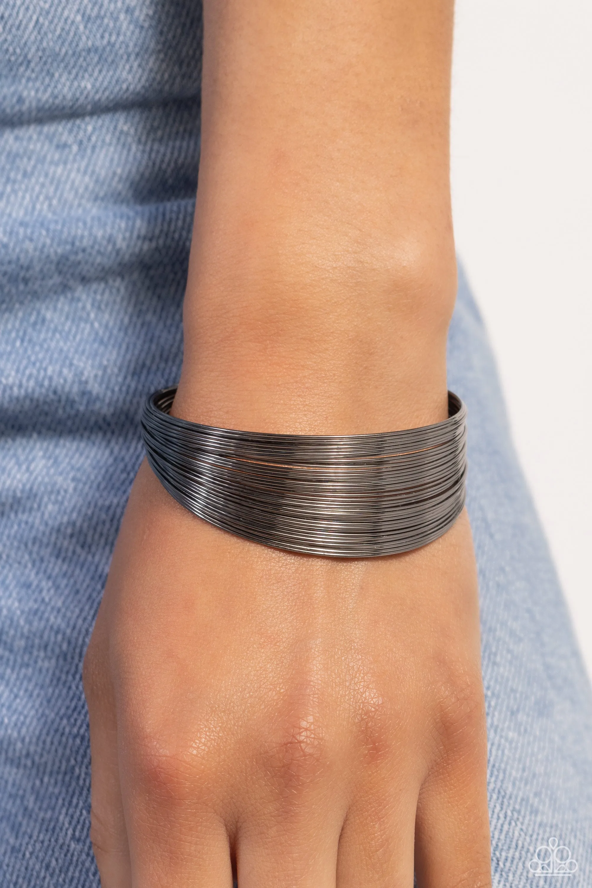High Wire Act - Black - Gunmetal Paparazzi Cuff Bracelet