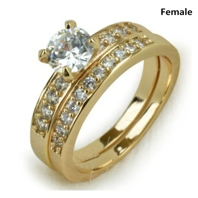 His & Hers Titanium Couple Wedding Rings Set Hot Women's 2Pcs Set & Men's Ring