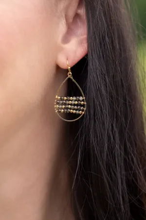 Hoop Beaded Earrings - Dark Gray