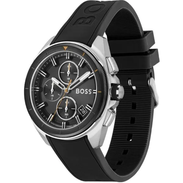 HUGO BOSS Volane Black Silicone Strap Black Dial Chronograph Quartz Watch for Gents - 1513953