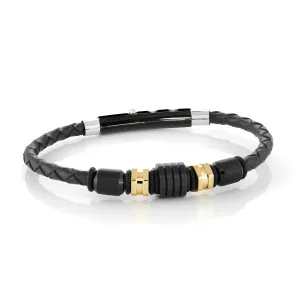Hybrid Stainless Steel & Leather Adjustable Bracelet
