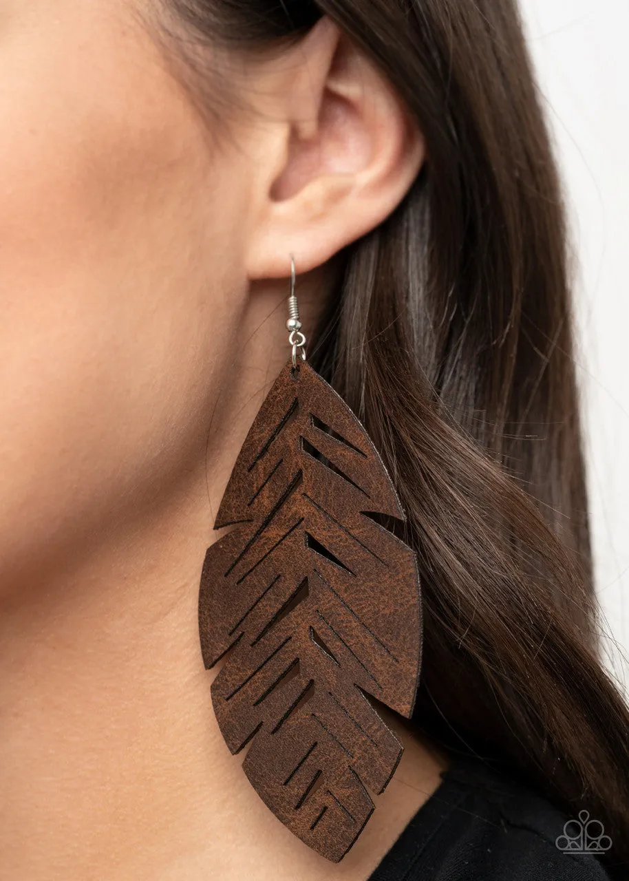 I Want to Fly Brown Paparazzi Earrings