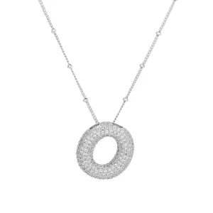 Initial CZ Balloon Bubble Sterling Silver Necklace: O