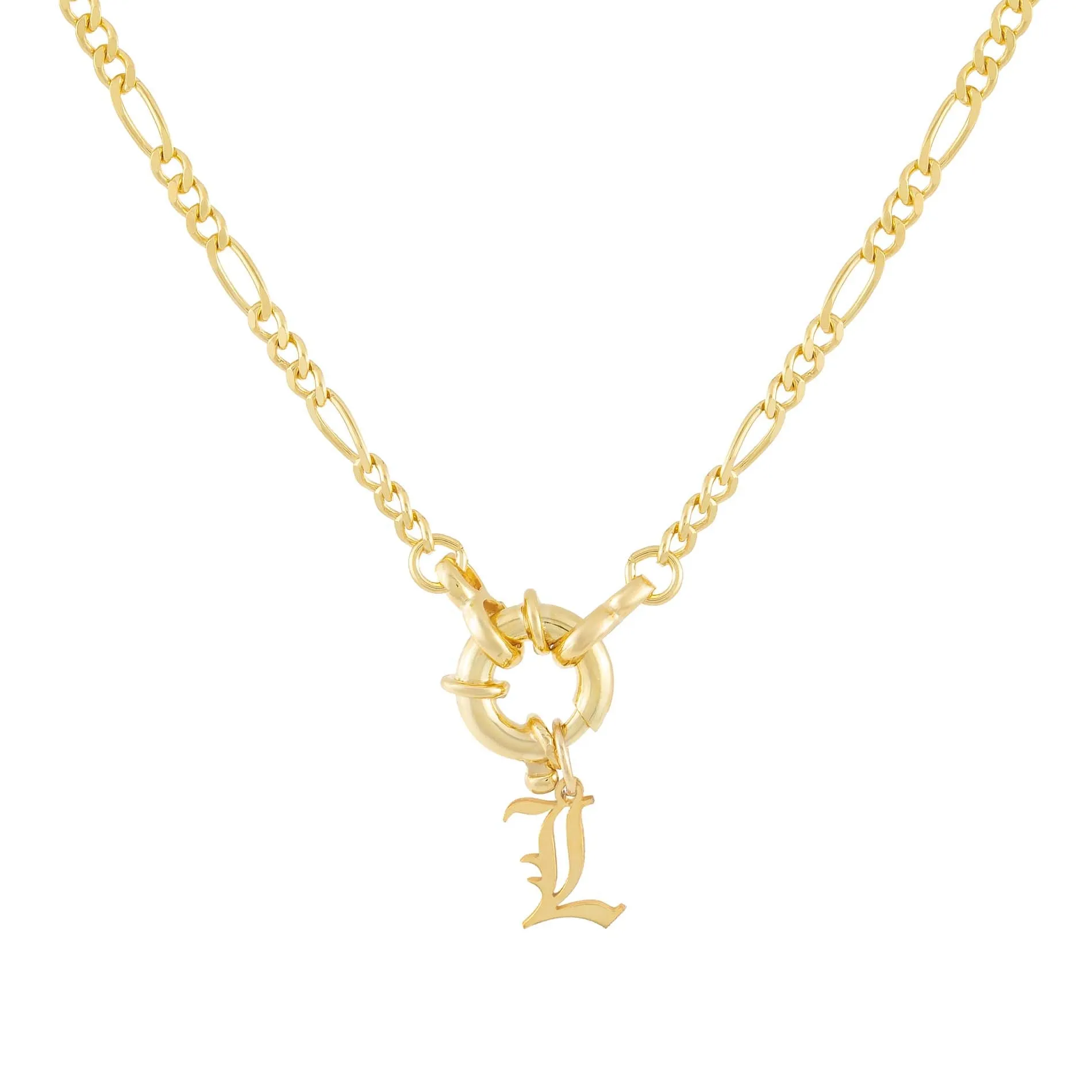 Initial Figaro Toggle Necklace