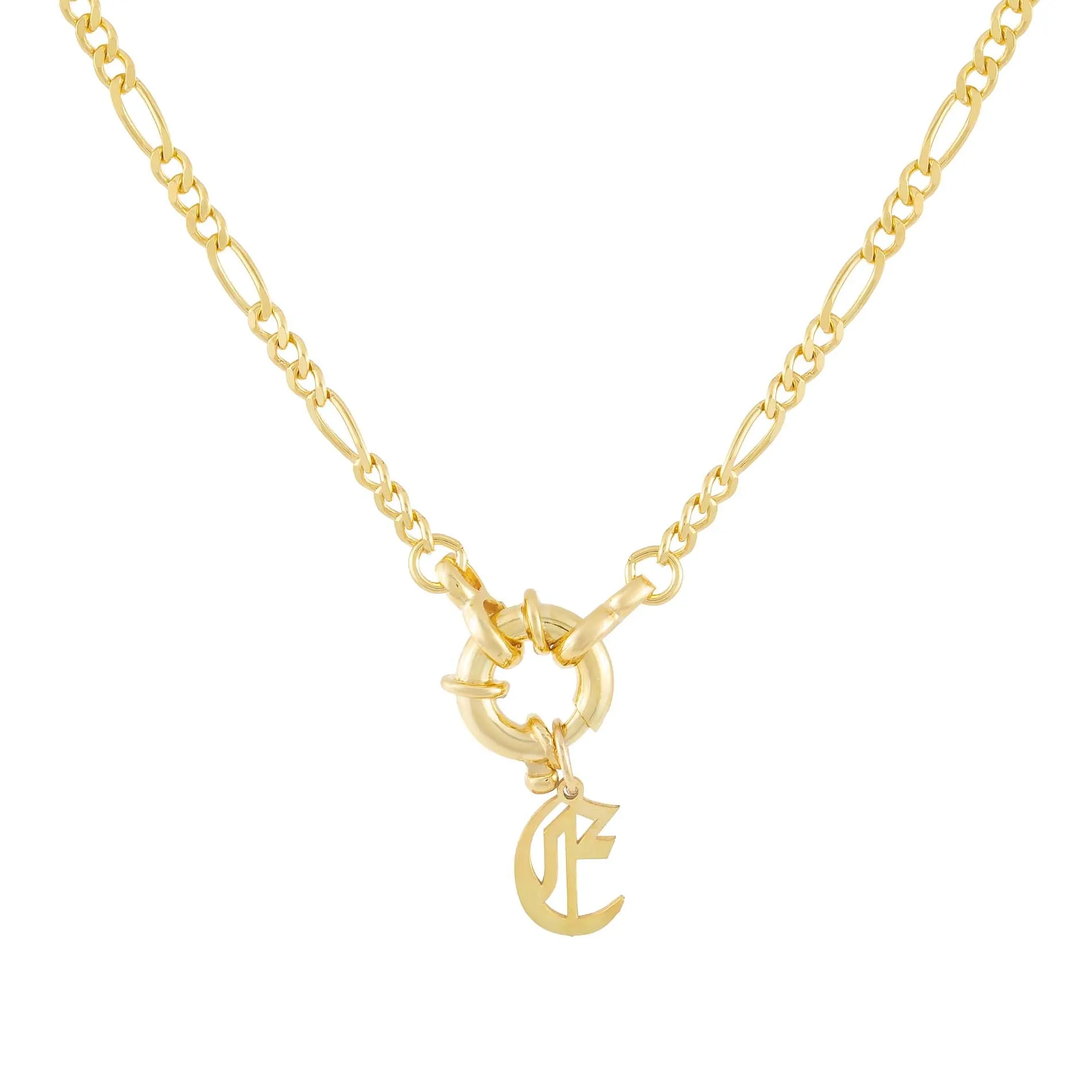 Initial Figaro Toggle Necklace