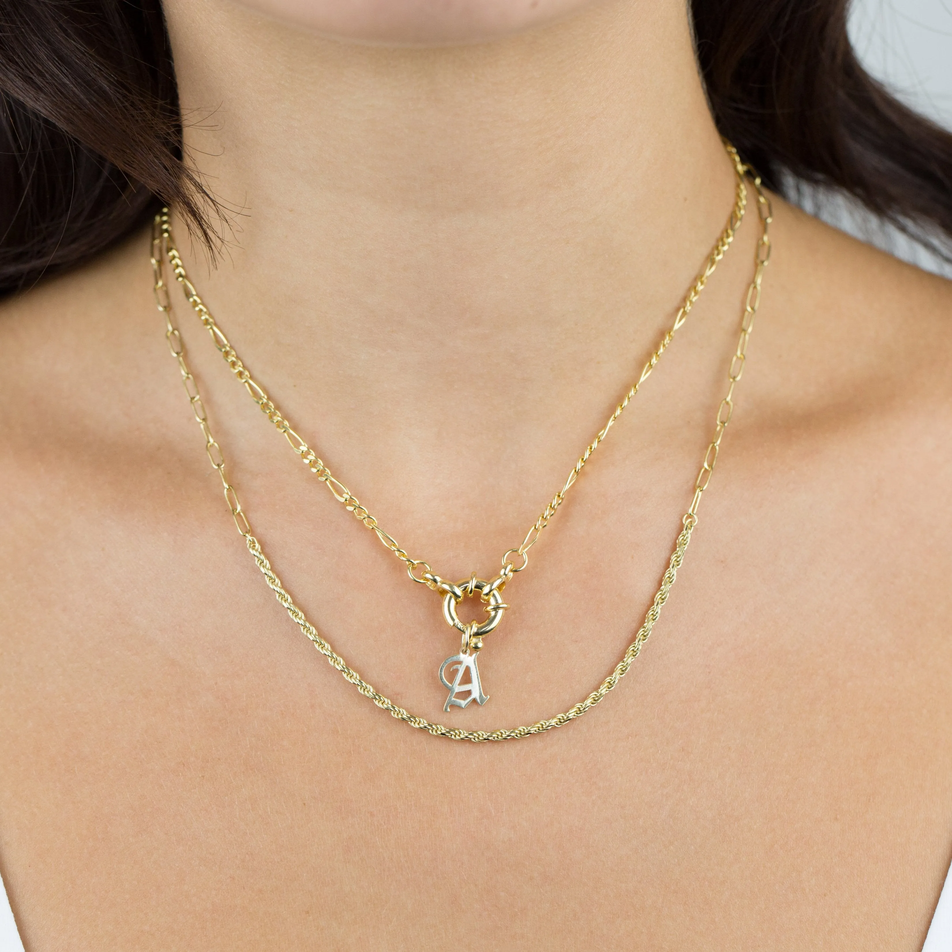 Initial Figaro Toggle Necklace