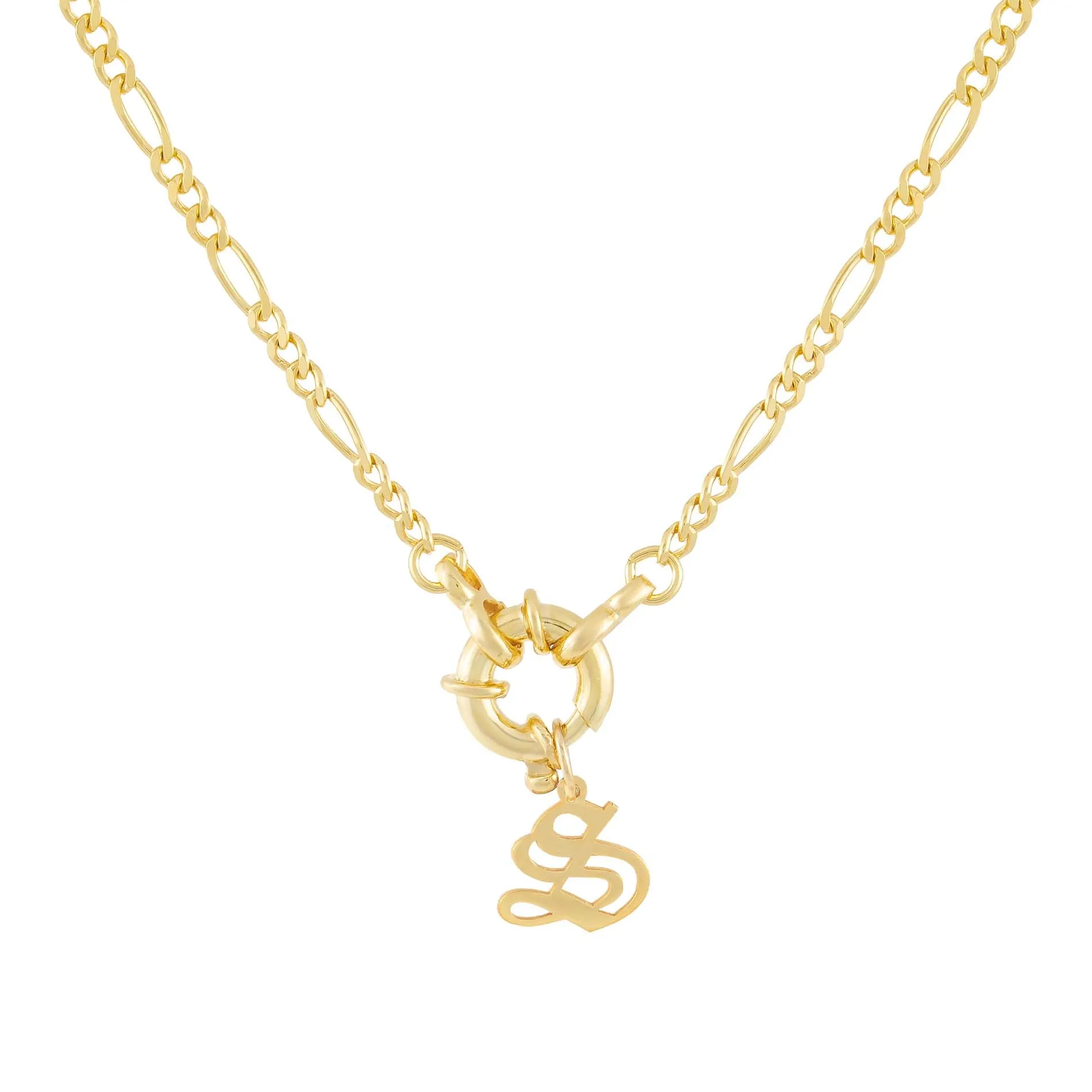 Initial Figaro Toggle Necklace