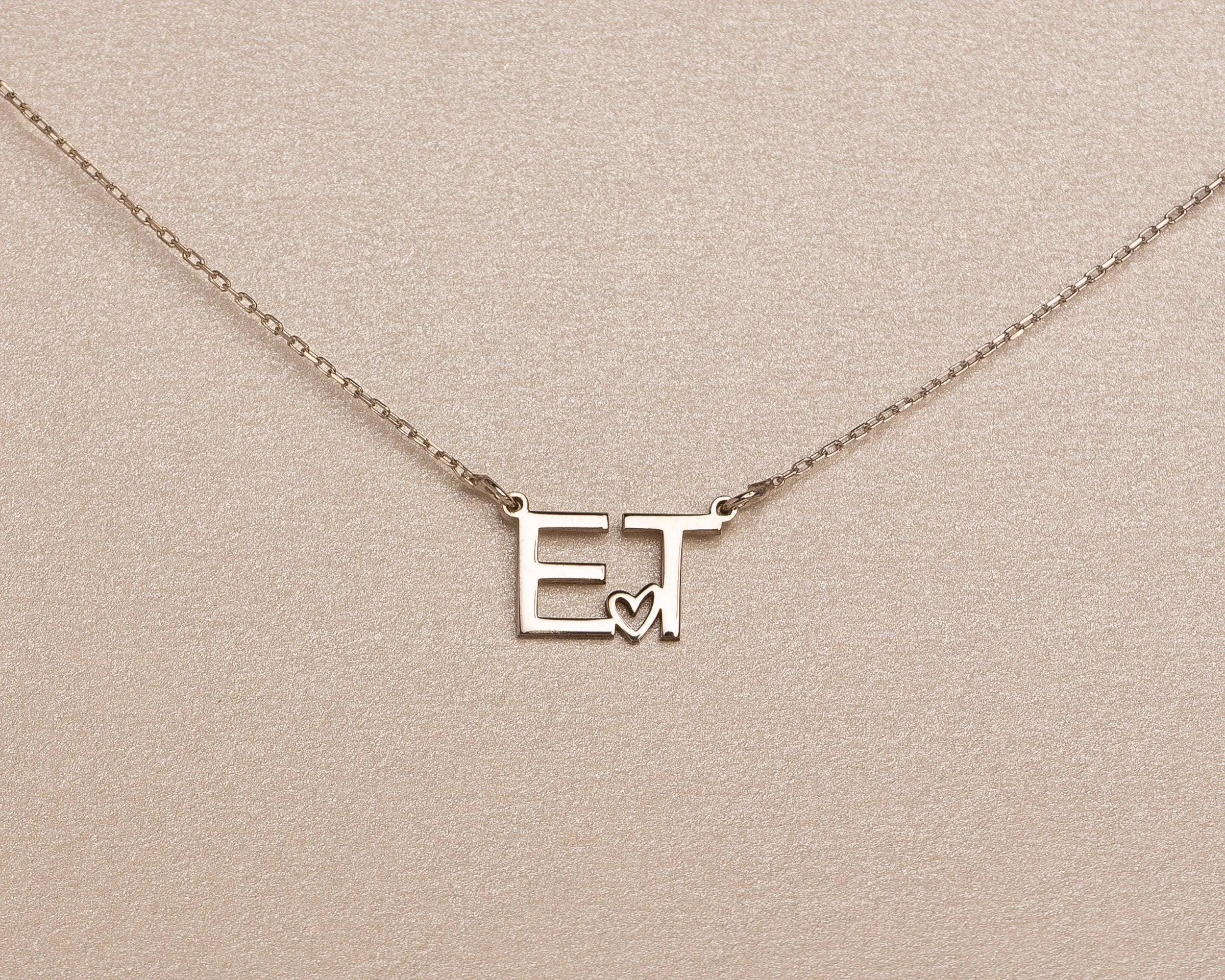 Initial Necklace with a Heart - 18K Gold Vermeil