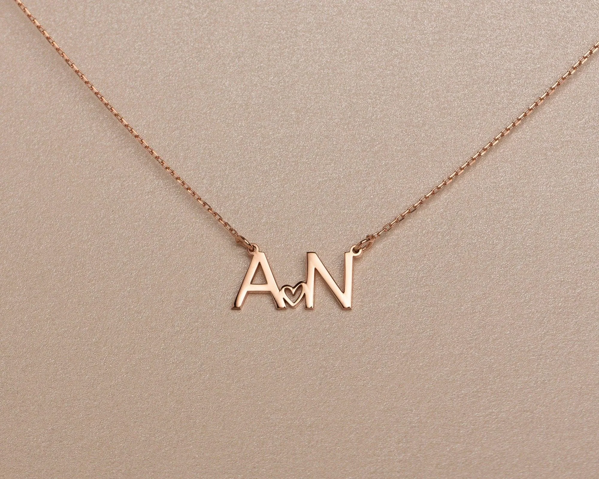Initial Necklace with a Heart - 18K Gold Vermeil