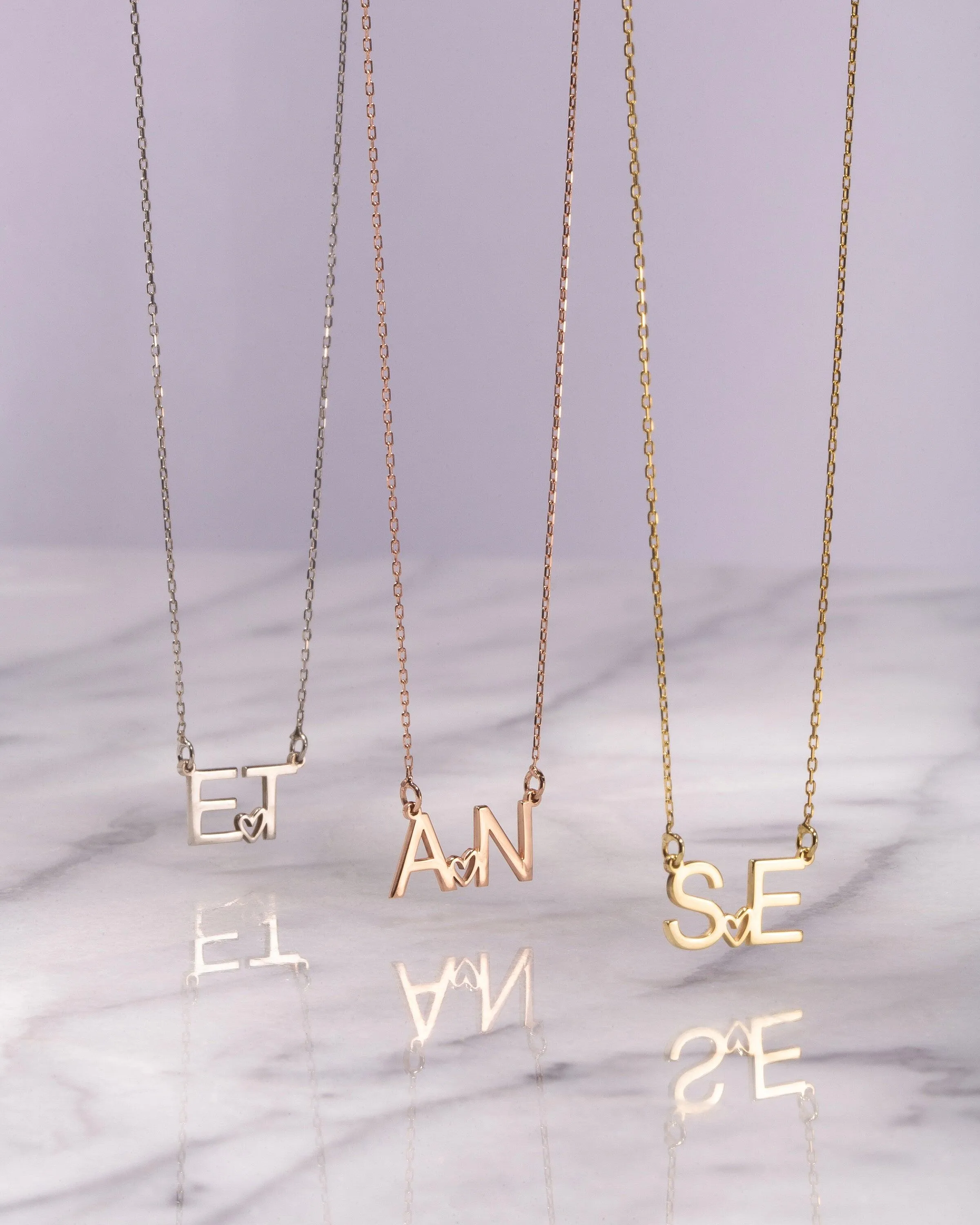 Initial Necklace with a Heart - 18K Gold Vermeil