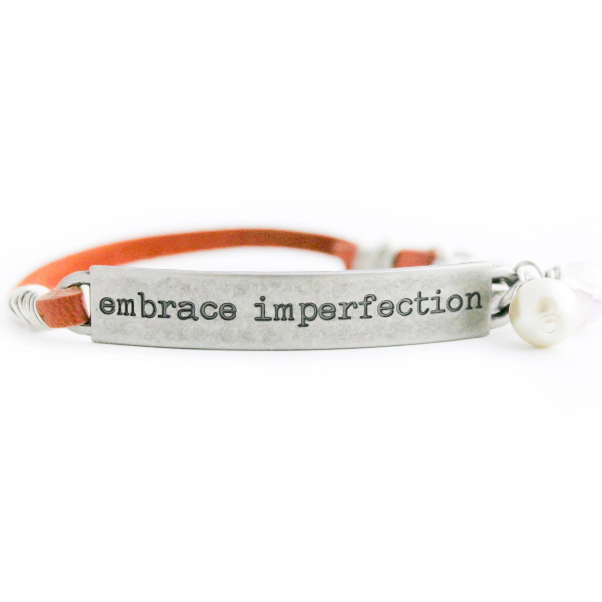 Inspirational Quote Bracelet, Tan Leather