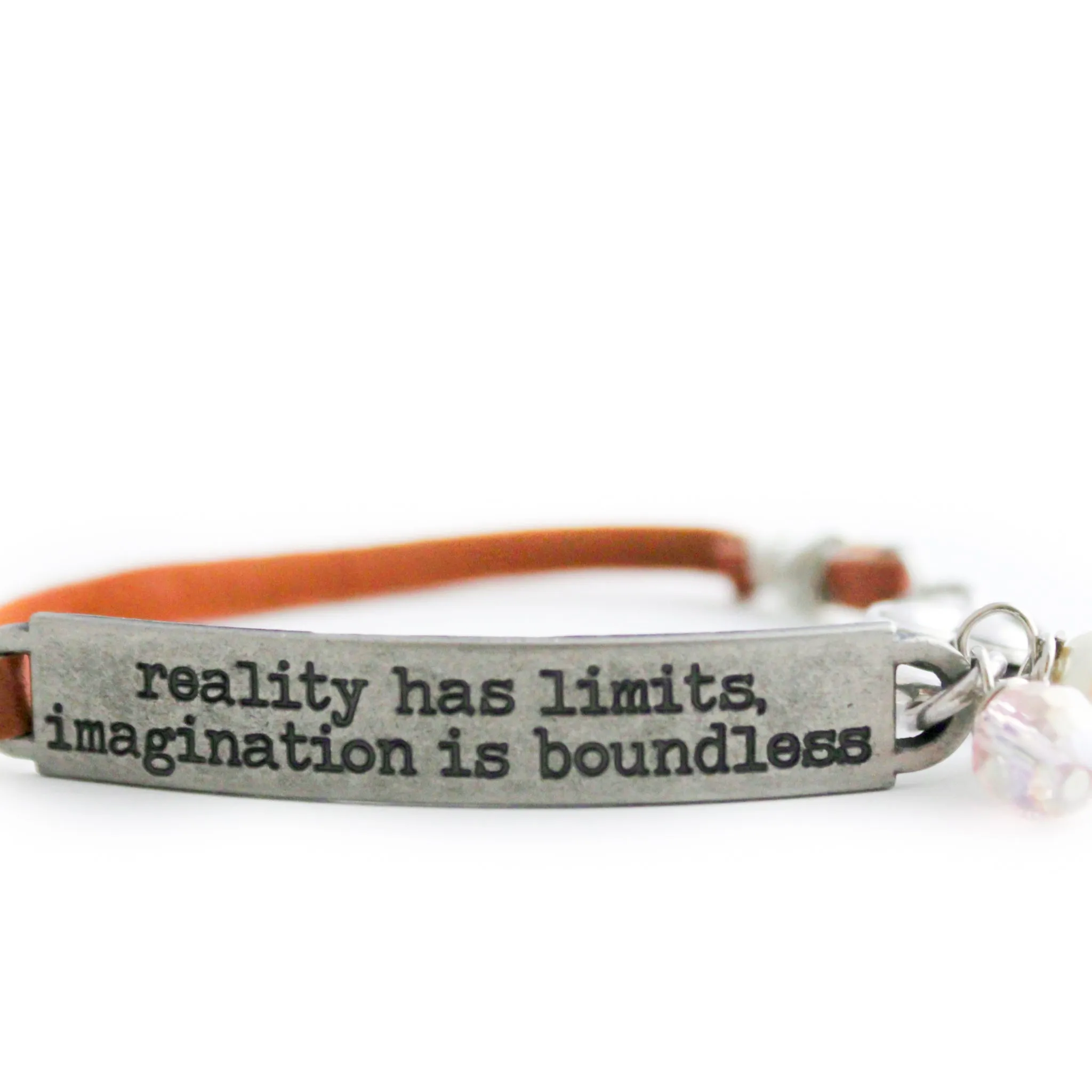 Inspirational Quote Bracelet, Tan Leather