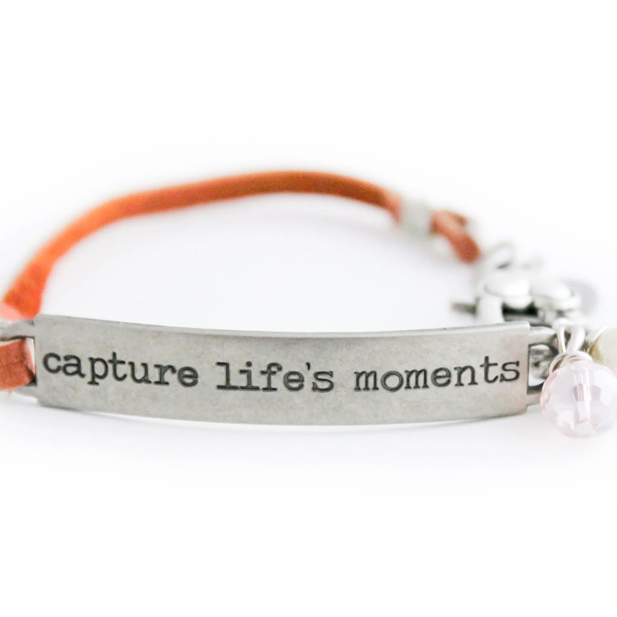 Inspirational Quote Bracelet, Tan Leather