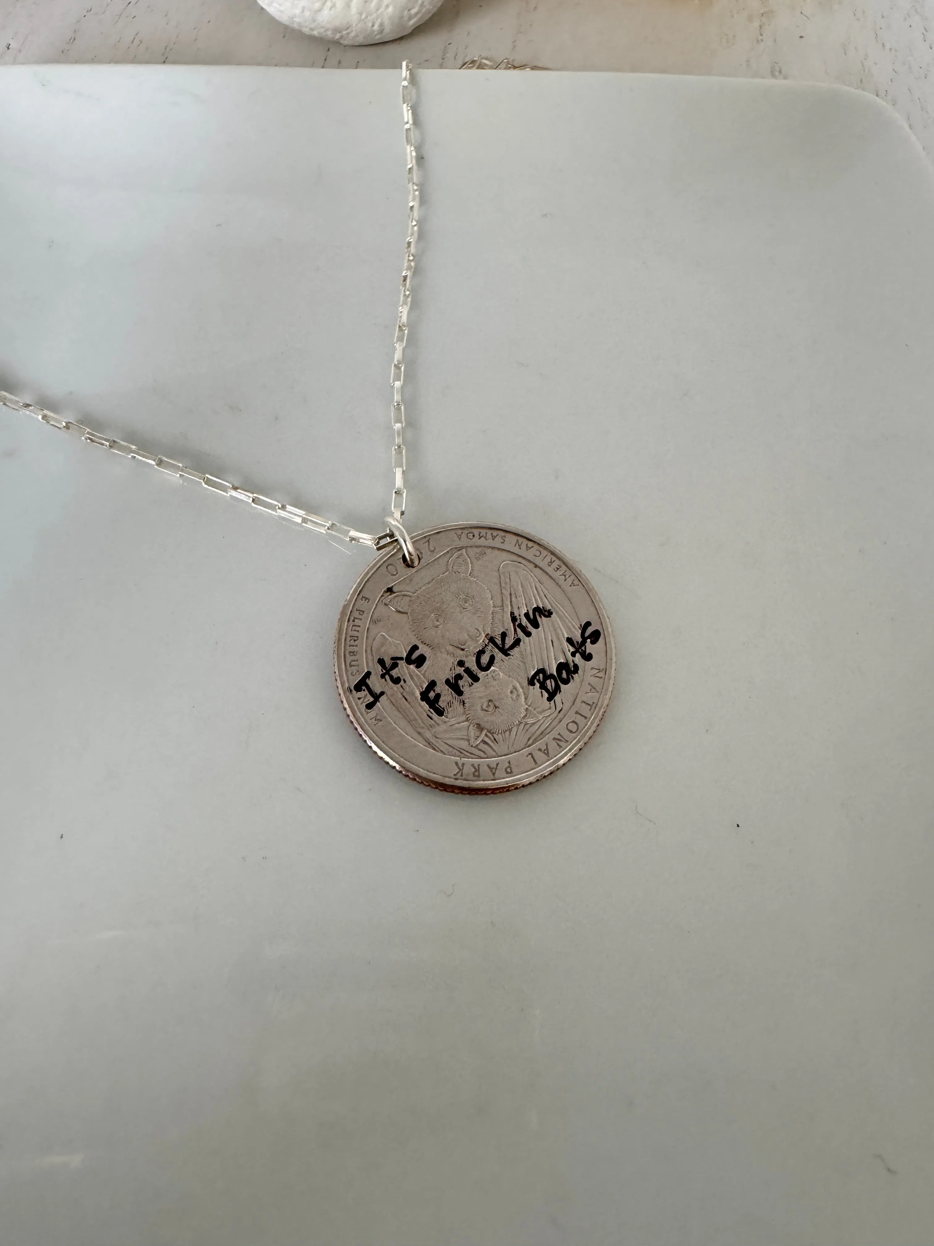 It’s Freakin Bats Halloween Quarter Necklace - Male or Female Styles