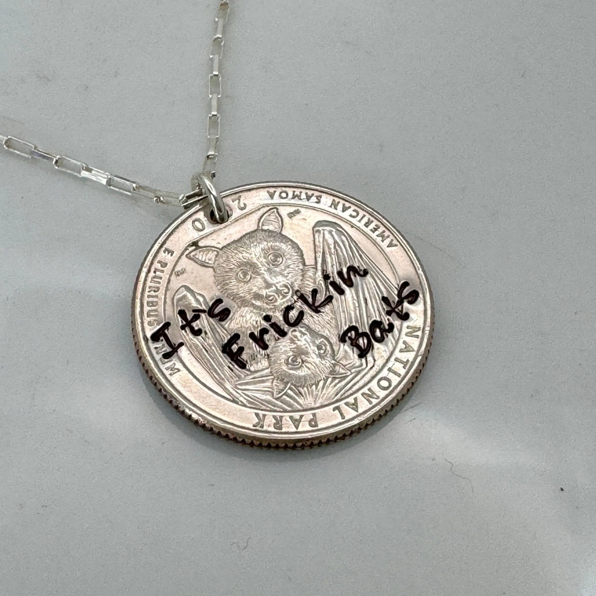 It’s Freakin Bats Halloween Quarter Necklace - Male or Female Styles