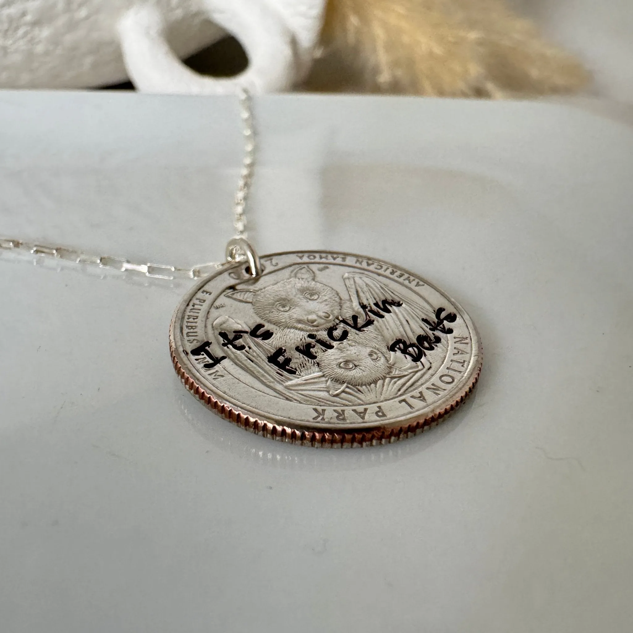 It’s Freakin Bats Halloween Quarter Necklace - Male or Female Styles