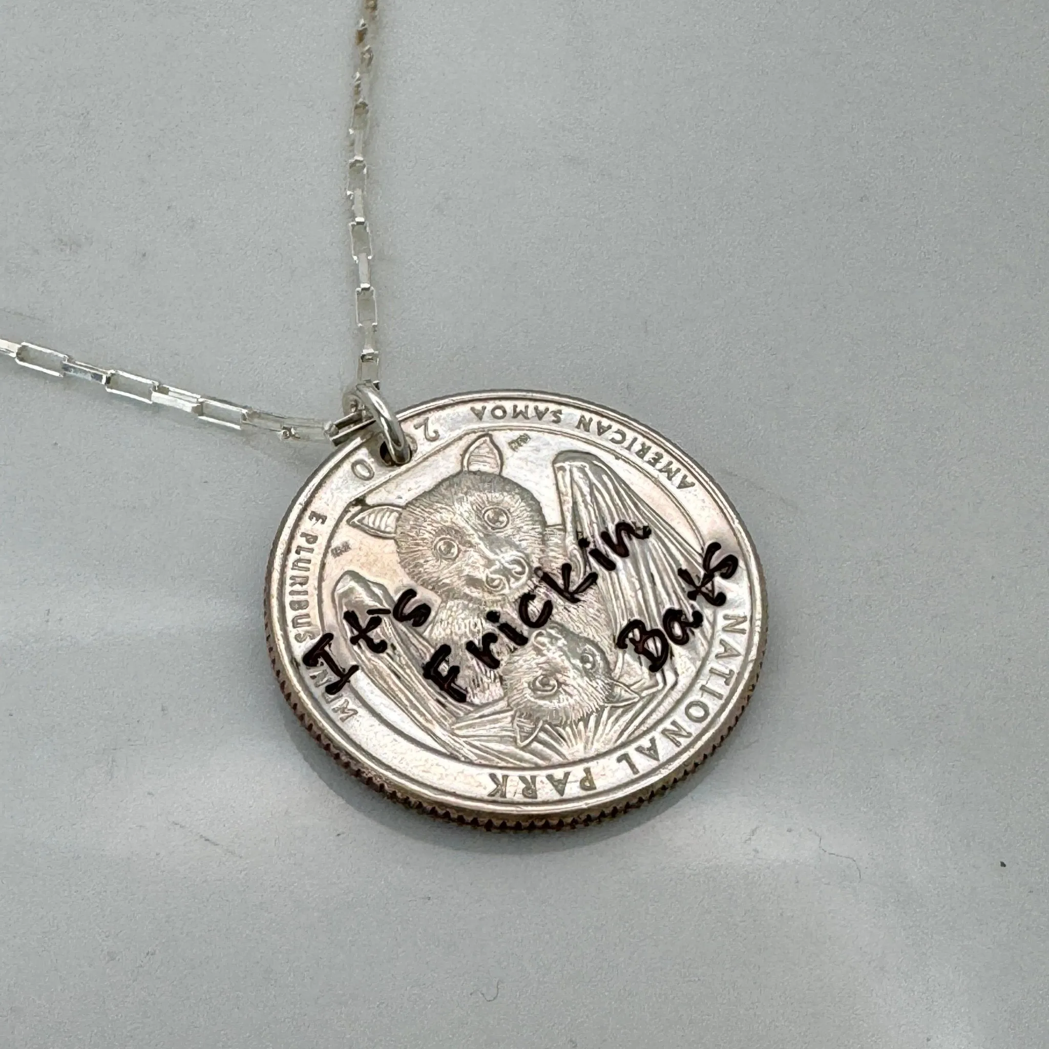 It’s Freakin Bats Halloween Quarter Necklace - Male or Female Styles