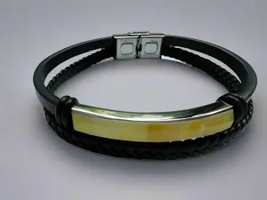 Jon Leather Amber Men's Bracelet
