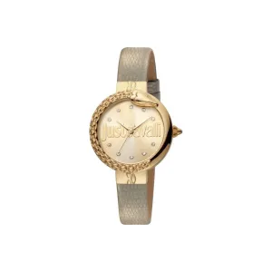Just CavalliÂ Ladies Watch Ip Gold Case & Bronze Color Leather Strap
