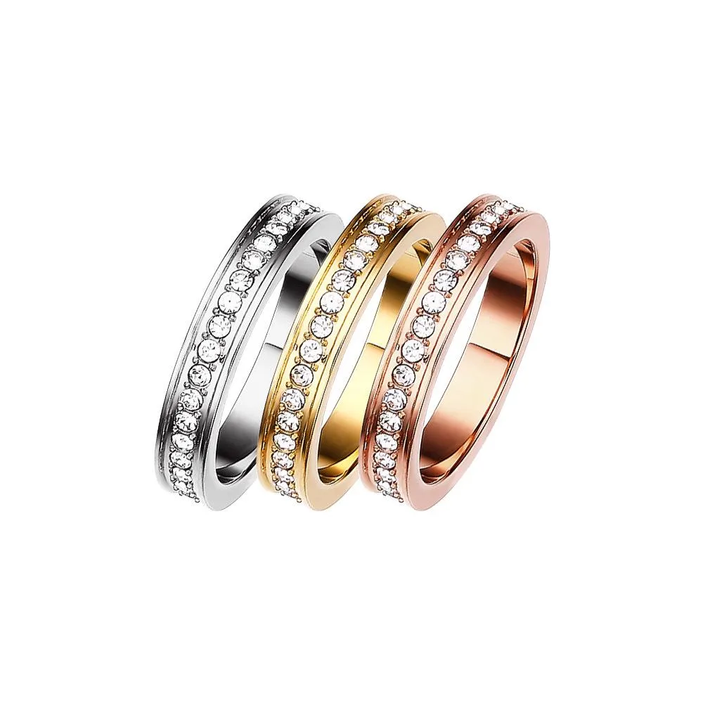 JY02FF Dongdaemun Jewelry Zircon Titanium Steel Round Diamond Tail Ring Personalized Fashion Titanium Steel Gymnolus Ring (Material: titanium steel)