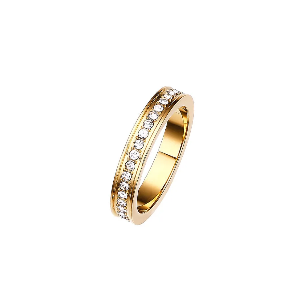 JY02FF Dongdaemun Jewelry Zircon Titanium Steel Round Diamond Tail Ring Personalized Fashion Titanium Steel Gymnolus Ring (Material: titanium steel)