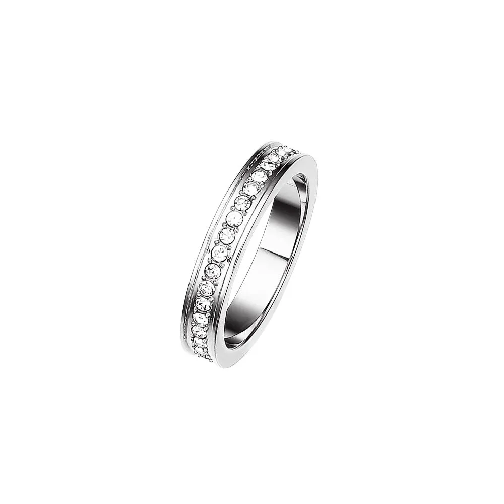 JY02FF Dongdaemun Jewelry Zircon Titanium Steel Round Diamond Tail Ring Personalized Fashion Titanium Steel Gymnolus Ring (Material: titanium steel)