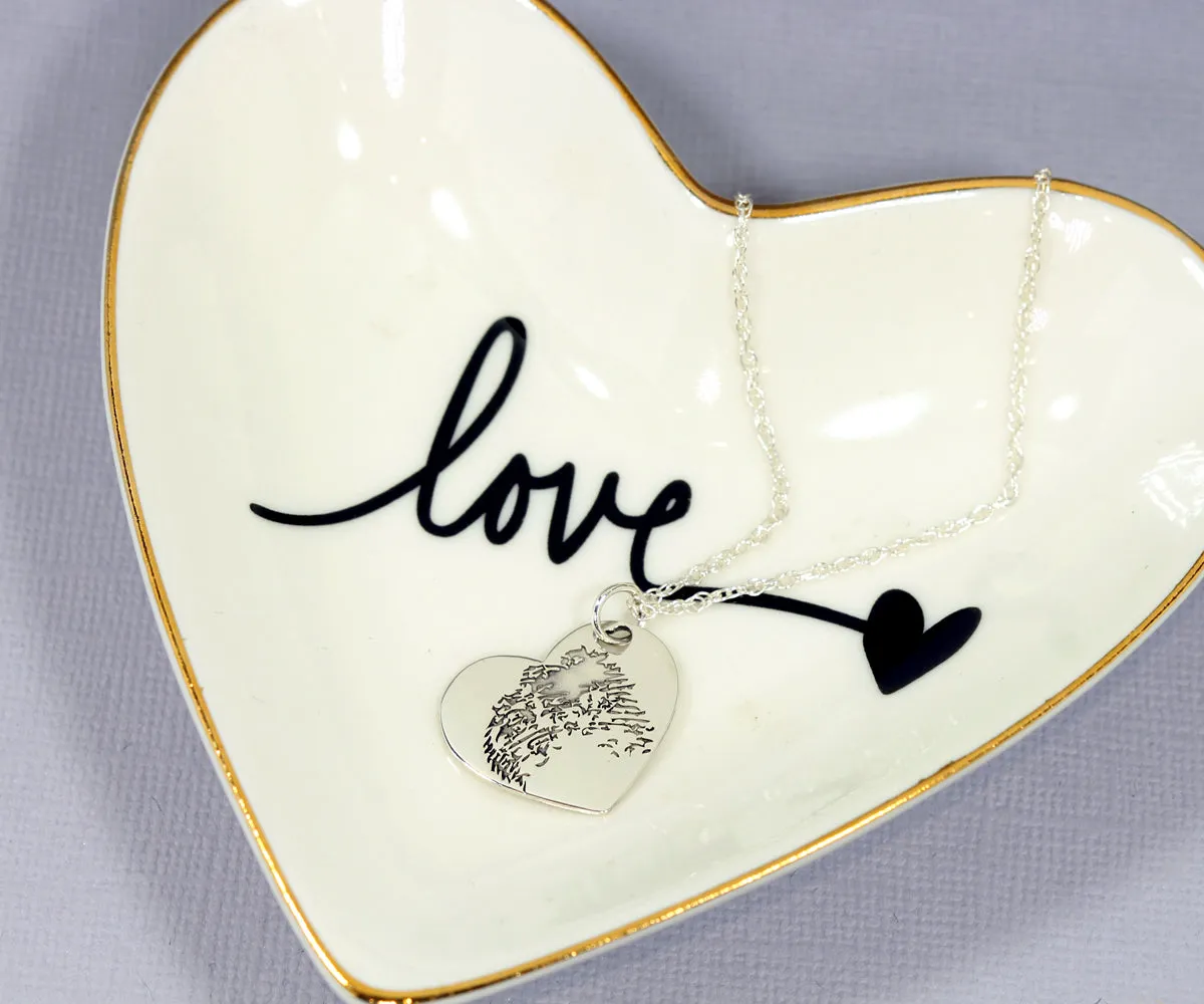 Keepsake Fingerprint Heart Sterling Silver Necklace