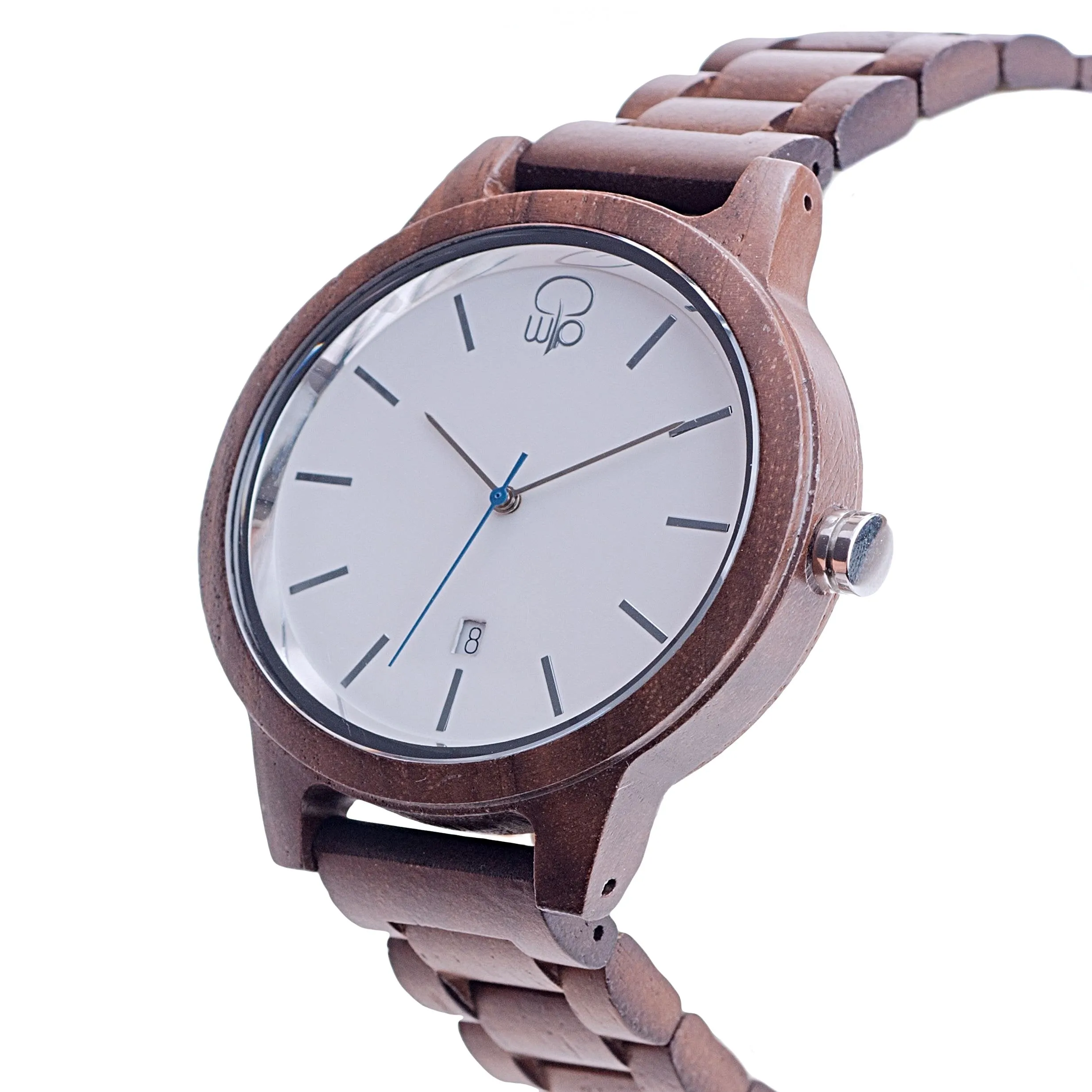 Khone Black Walnut Minimalist Wood Watch - White Dial, Sapphire Crystal, Swiss Quartz Movement | Cascade Series