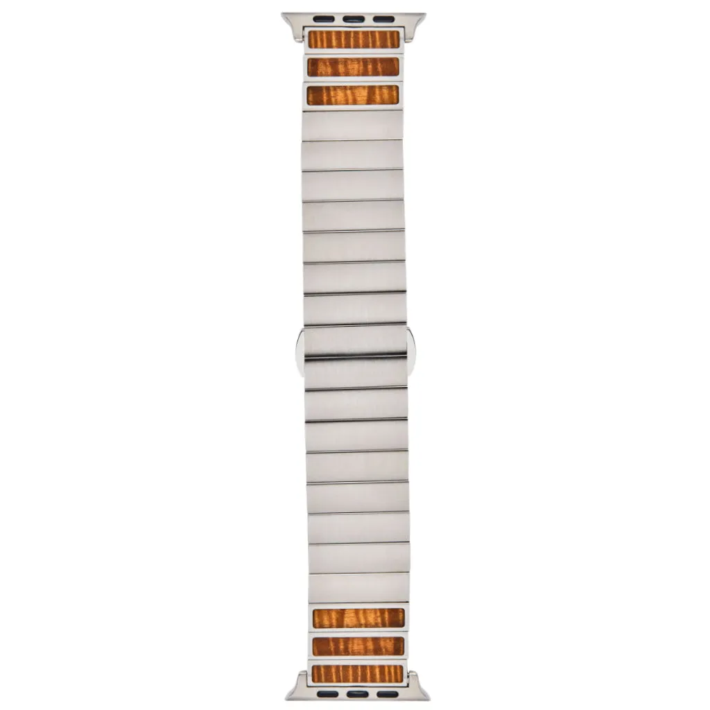 Koa Wood and Stainless Minimalist  iWatch Band (24mm Width)