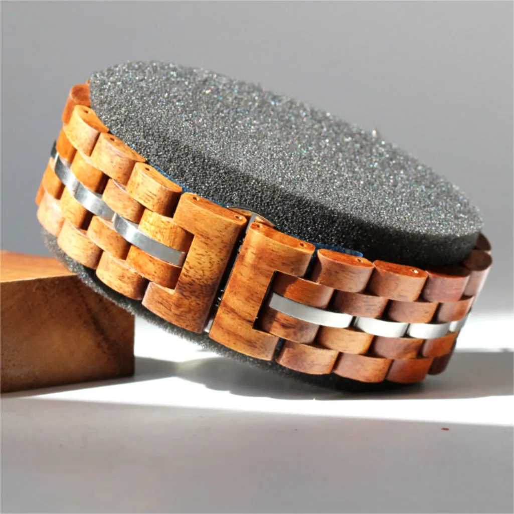 Koa Wood iWatch Band (22 & 24mm Widths)(Silver, Rose-Gold, Gunmetal)