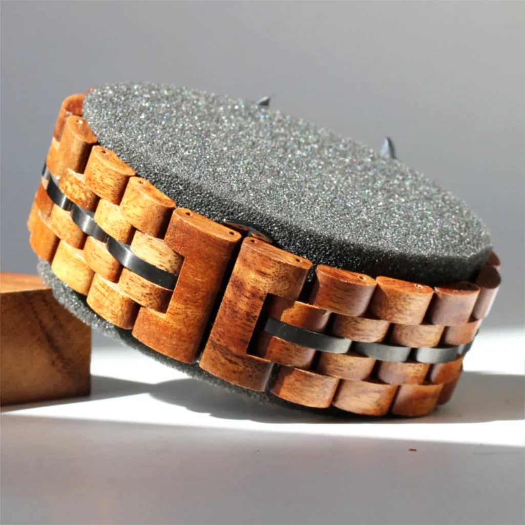 Koa Wood iWatch Band (22 & 24mm Widths)(Silver, Rose-Gold, Gunmetal)
