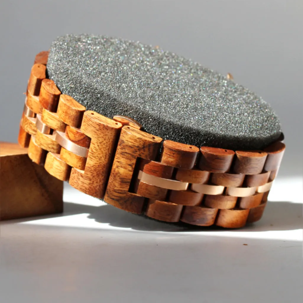 Koa Wood iWatch Band (22 & 24mm Widths)(Silver, Rose-Gold, Gunmetal)