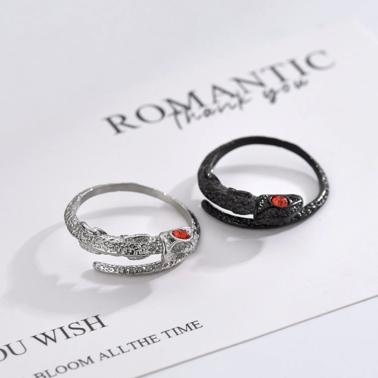 Korean Version Of Titanium Steel Casting Technology Ring Wholesale Opening Female Lizard Shape Cross-border Stainless Steel Jewelry