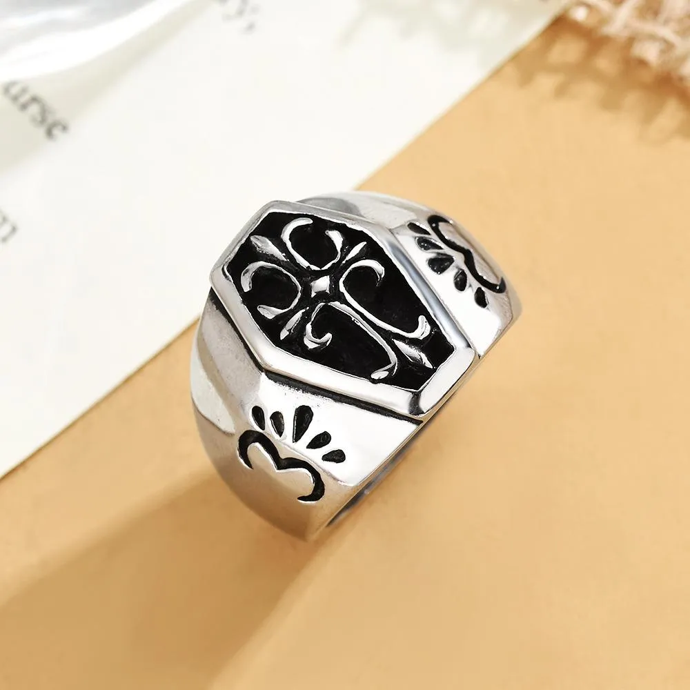 Kropa Ring For Men And Women Retro European And American Hip Hop Style Titanium Steel Couple's Ring Niche Design Sense Nail