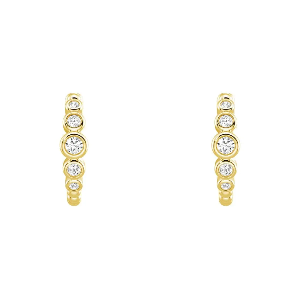 Lab Grown Diamond Five Stone Beaded Hoop Earrings