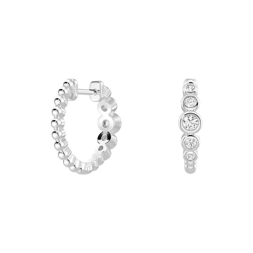Lab Grown Diamond Five Stone Beaded Hoop Earrings