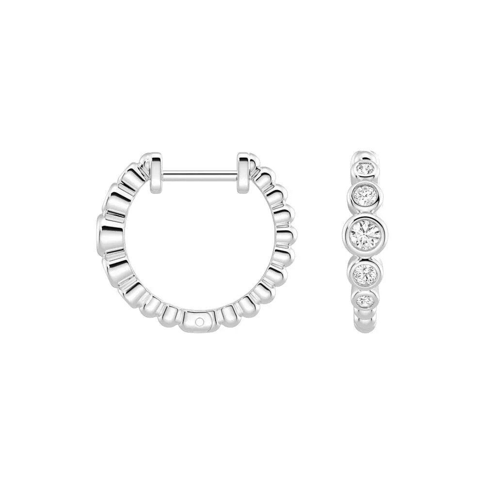 Lab Grown Diamond Five Stone Beaded Hoop Earrings