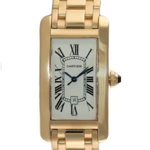 Ladies MINT Cartier Tank Americaine 18K Yellow Gold 23mm Automatic 2483 Watch