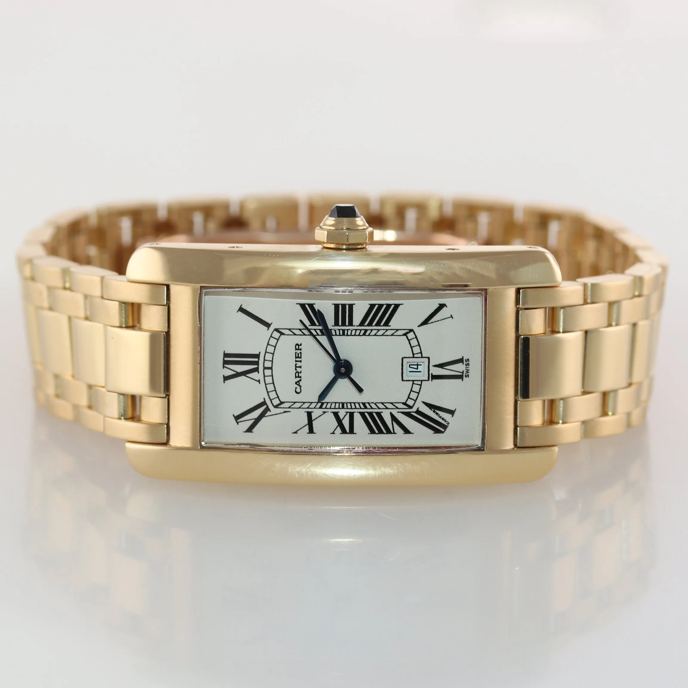 Ladies MINT Cartier Tank Americaine 18K Yellow Gold 23mm Automatic 2483 Watch