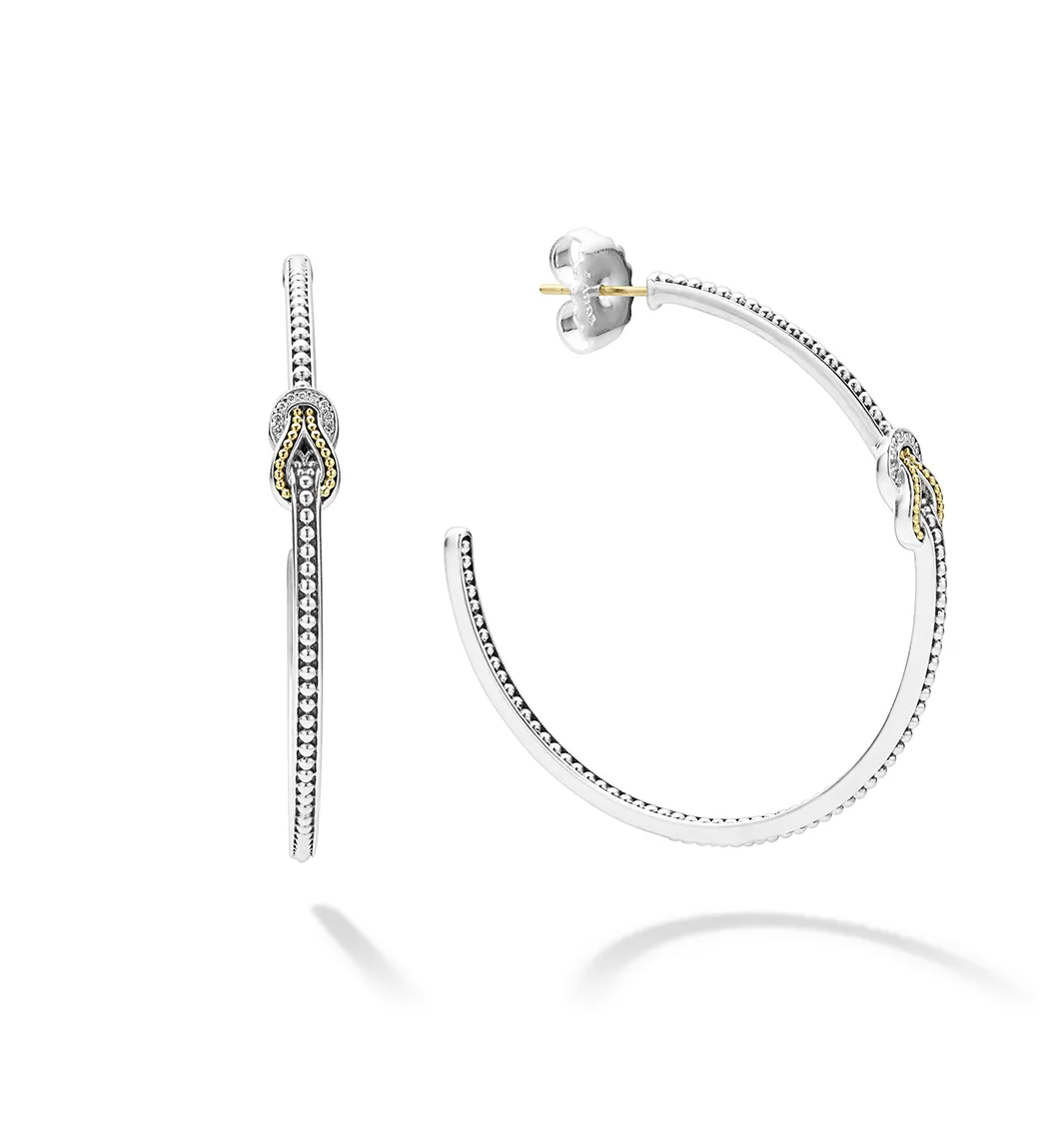 LAGOS Newport Two Tone Knot Diamond Hoop Earrings