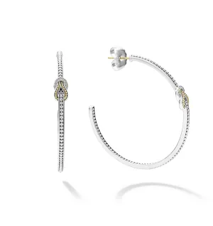 LAGOS Newport Two Tone Knot Diamond Hoop Earrings
