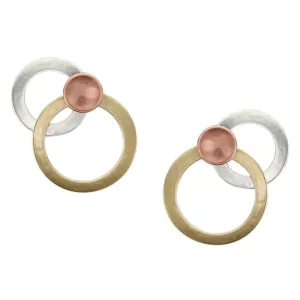 Large Layered Rings with Dished Disc Post Earring
