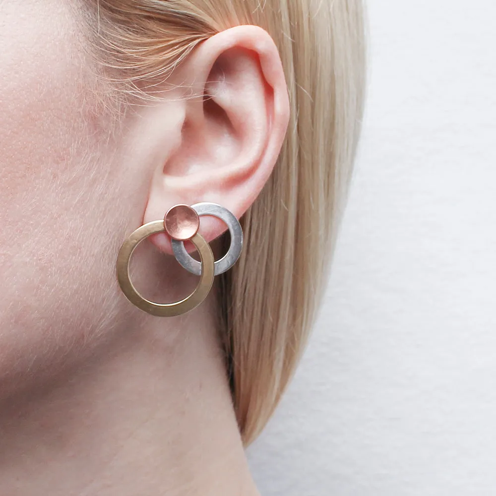 Large Layered Rings with Dished Disc Post Earring
