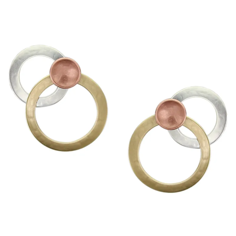Large Layered Rings with Dished Disc Post Earring
