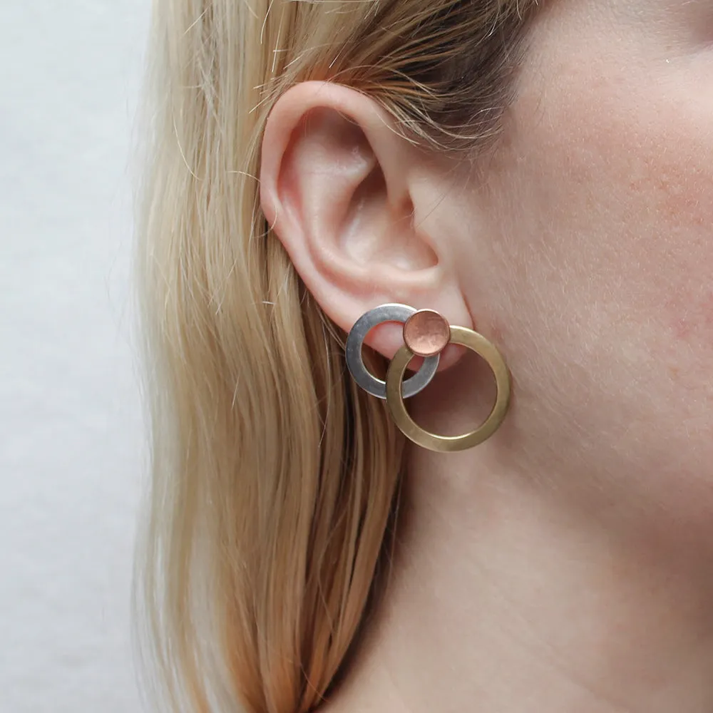 Large Layered Rings with Dished Disc Post Earring
