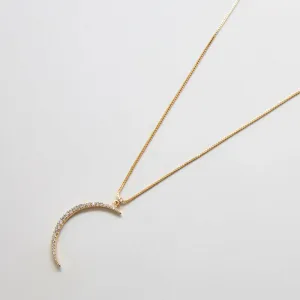 Large Pavé Crescent Moon Necklace