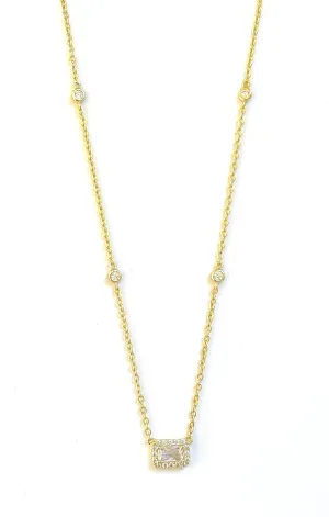 Laura Mini Rectangle Halo Necklace