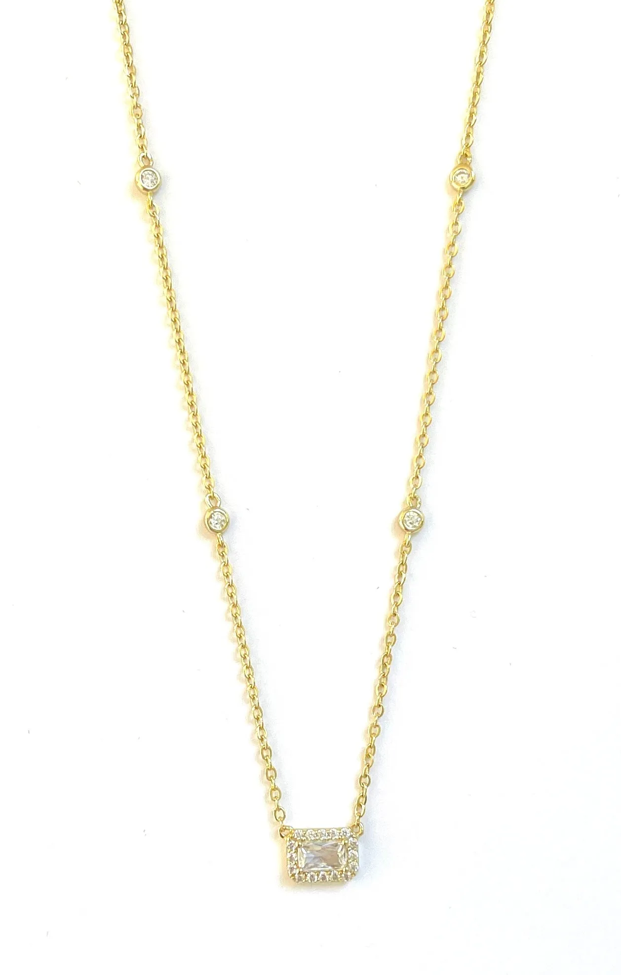 Laura Mini Rectangle Halo Necklace